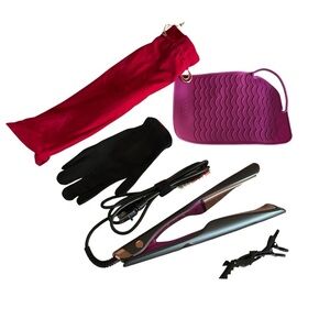 Black and Purple Hair Styling Tools Set with Heat Resistant Gloves